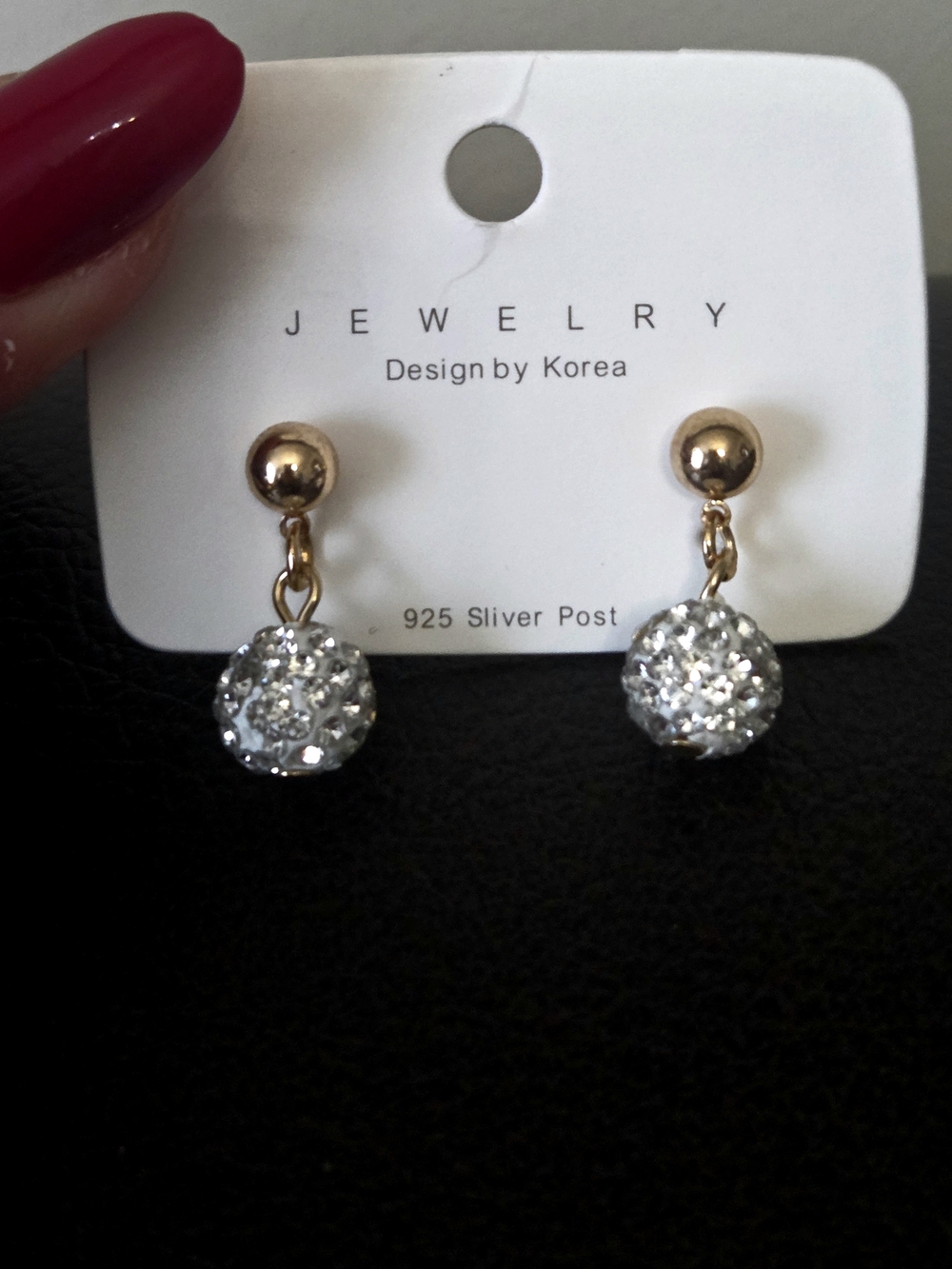 Sparkling Crystal Ball Drop Earrings  Designer Style  Gold Tone Stainless Steel